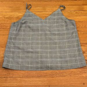 Banana Republic • gray plaid spaghetti strap blouse • Size XL • BOGO 50% off